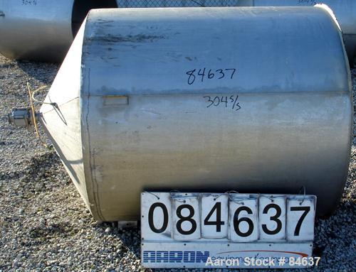 Used Tank, 350 Gallon, 304 Stainless Steel, Vertical. 44" diameter x 47" straight side. Open top, no cover, coned bottom. 2" tri-clamp center bottom outlet. No legs.