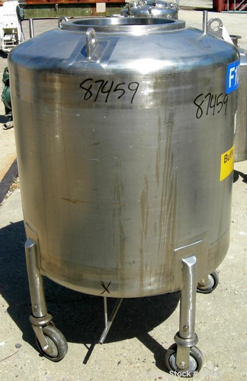 Used Northland Stainless Pressure Tank, 500 Liter (132 Gallon), 316 Stainless Steel, Vertical. 34" Diameter x 32" straight side, dished top and bottom. Internal rated 30 psi at -20 to 300 deg F. Open...