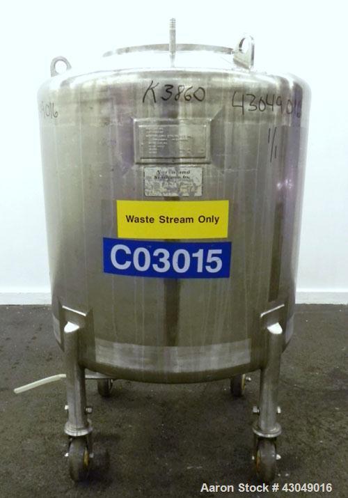 Used Northland Stainless Pressure Tank, 500 Liter (132 Gallon), 316L Stainless Steel, Vertical. 34’’ Diameter x 33’’ straight side, dished top and bottom. Internal rated 30 psi at -20 to 300 degrees ...