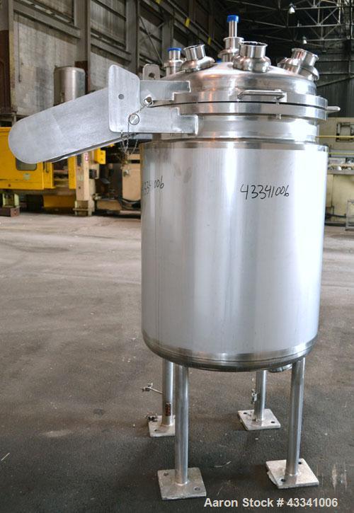 Used Northland Stainless Pressure Tank, 500 Liter (132.12 Gallon), 316L Stainless Steel, Vertical. 30” Diameter x 37” straight side. Bolt on counter balanced hinged dished top, dish bottom. Internal ...