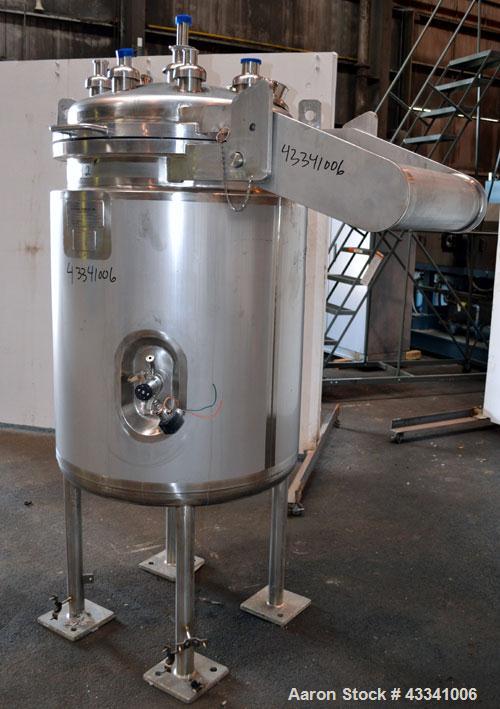 Used Northland Stainless Pressure Tank, 500 Liter (132.12 Gallon), 316L Stainless Steel, Vertical. 30” Diameter x 37” straight side. Bolt on counter balanced hinged dished top, dish bottom. Internal ...