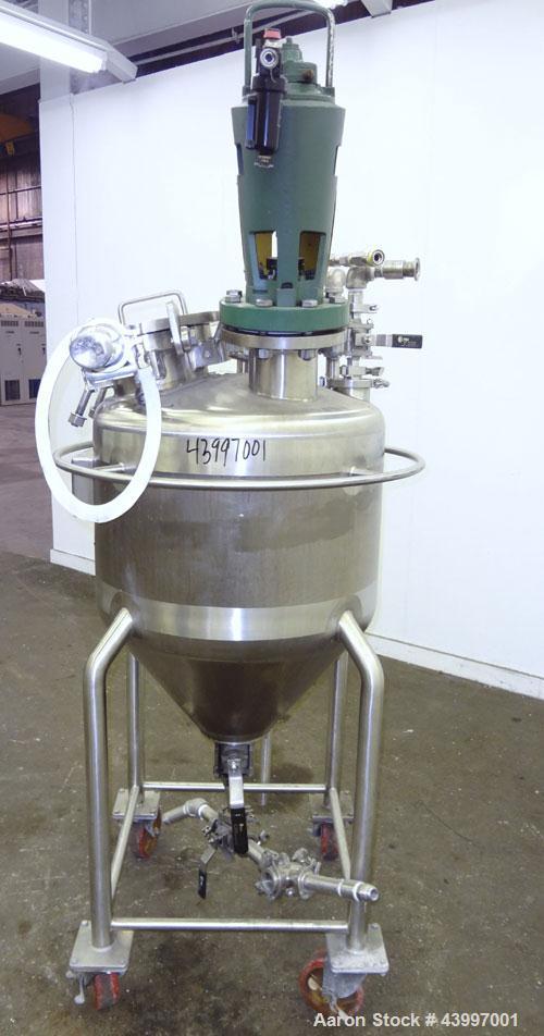 Used Northland Stainless Pressure Tank, 50 Gallon, 316L Stainless Steel, Vertical. 26" Diameter x 18" straight side, dished top, coned bottom.  Internal rated full vacuum/50 psi at -20 to 365 degrees...