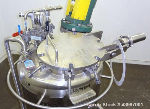 Used Northland Stainless Pressure Tank, 50 Gallon, 316L Stainless Steel, Vertical. 26" Diameter x 18" straight side, dished top, coned bottom.  Internal rated full vacuum/50 psi at -20 to 365 degrees...
