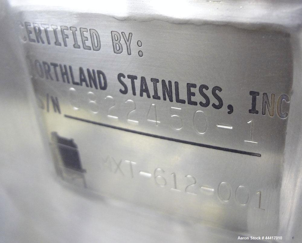 Unused- Northland Stainless Tank, 750 Liter (198 Gallon), 316 L Stainless Steel, Vertical.  38” Diameter x 45” straight side, flat bolt on top, dished bottom, rated to 150 degrees F.  Openings:  top ...