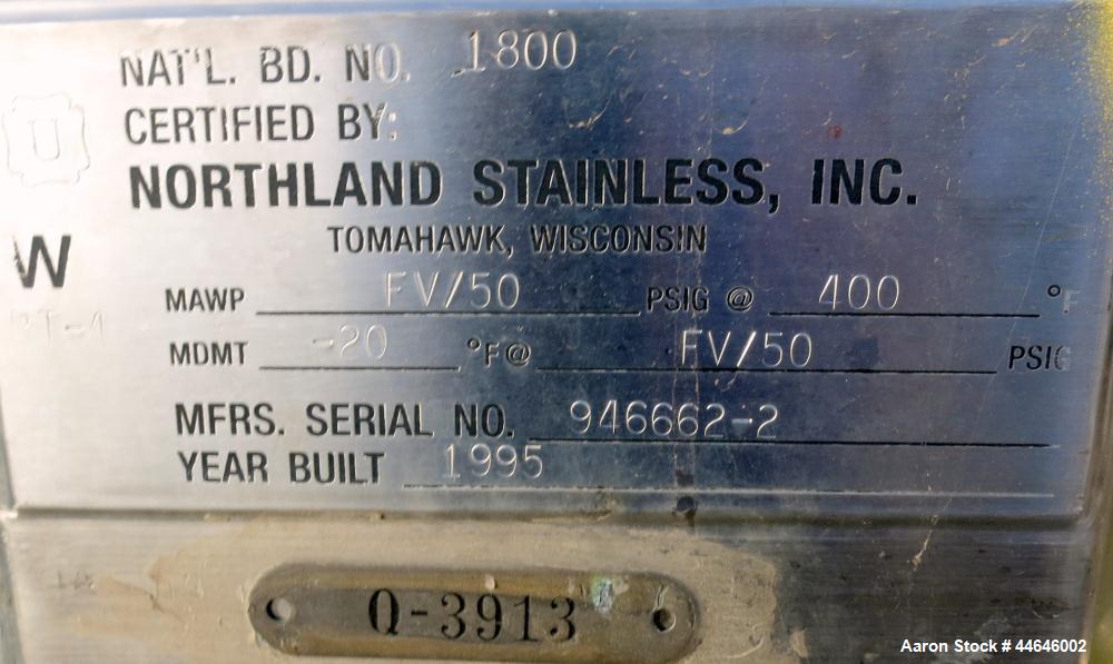 Used 50 Gallon Stainless Steel Northland Stainless Pressure Tank