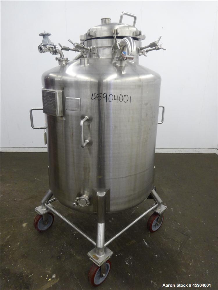 Used Northland Stainless Pressure Tank, Approximate 150 Gallon, 316L Stainless Steel, Vertical. 35-5/8" Diameter x 32" straight side. Dished top and bottom. Internal rating Full Vacuum 50 psi at 300 ...