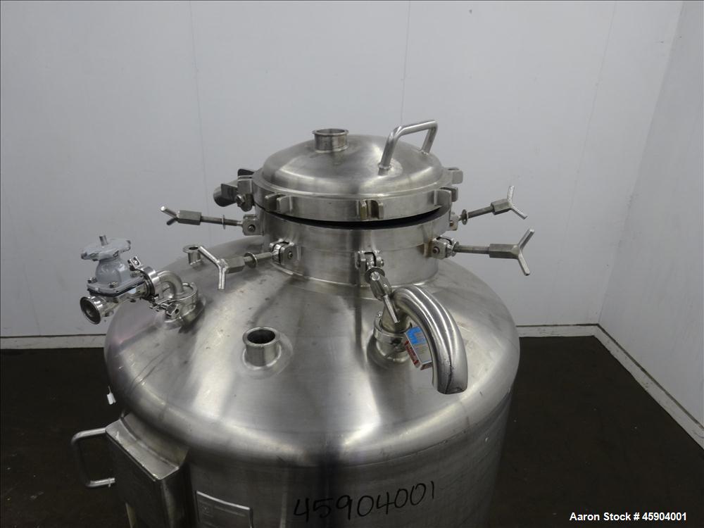 Used Northland Stainless Pressure Tank, Approximate 150 Gallon, 316L Stainless Steel, Vertical. 35-5/8" Diameter x 32" straight side. Dished top and bottom. Internal rating Full Vacuum 50 psi at 300 ...