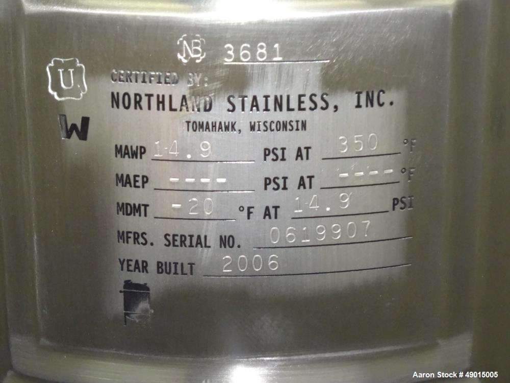 Used Northland Stainless Tank, Approximately 9 Gallon, 316 Stainless Steel, Ver