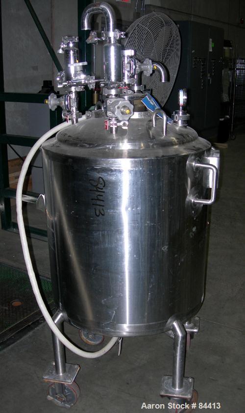 USED: Northland Stainless pressure tank, 60 gallon, 316 stainless steel, polished internal. 24" diameter x 32" straight side, dished top and bottom. Internal rated FV/50 psi at 400 deg F. (1) Spray b...