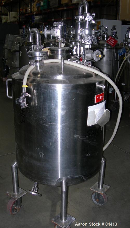 USED: Northland Stainless pressure tank, 60 gallon, 316 stainless steel, polished internal. 24" diameter x 32" straight side, dished top and bottom. Internal rated FV/50 psi at 400 deg F. (1) Spray b...
