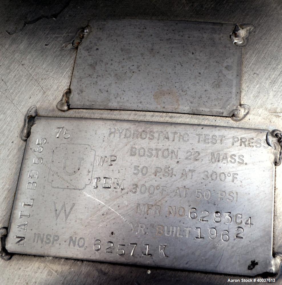 Used 55 Gallon Stainless Steel O.G. Kelley Co. Pressure Tank