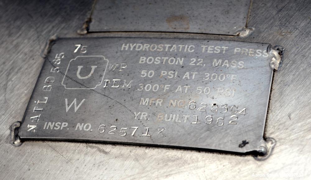 Used 55 Gallon Stainless Steel O.G. Kelley Co. Pressure Tank
