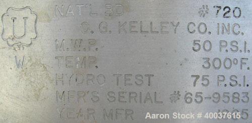 Used 55 Gallon Stainless Steel O.G. Kelley Co. Pressure Tank