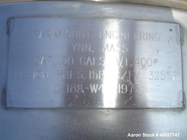 Used 100 Gallon Stainless Steel Paramount Engineering Receiver
