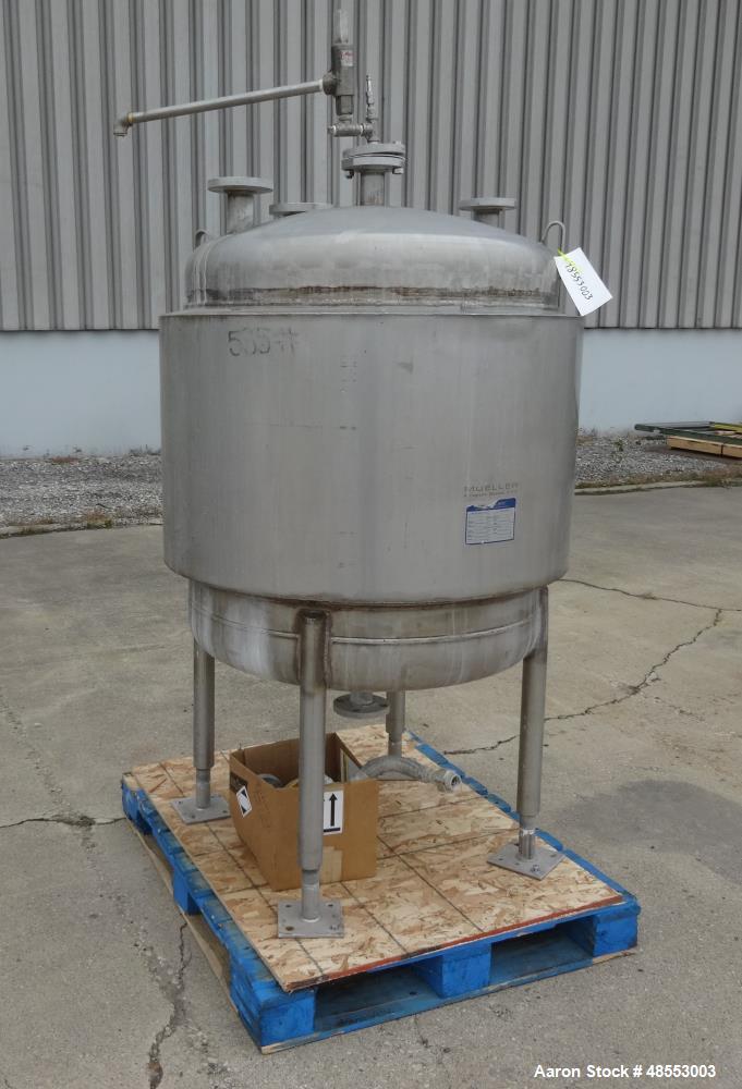 Used Paul Mueller Pressure Tank, 100 Gallon, 304 Stainless Steel, Vertical.
