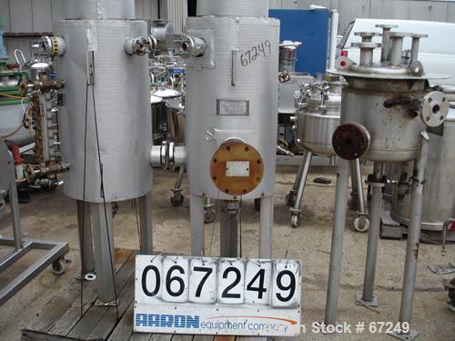 Used Pemberton Fabricators Pressure Tank, 20 Gallon, 304 Stainless Steel, Vertical. 16" Diameter x 23" straight side, dished top and bottom, internal rated 45 psi at 200 deg F. Includes a Watlow hori...