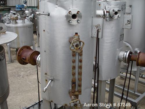 Used Pemberton Fabricators Pressure Tank, 20 Gallon, 304 Stainless Steel, Vertical. 16" Diameter x 23" straight side, dished top and bottom, internal rated 45 psi at 200 deg F. Includes a Watlow hori...