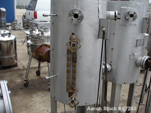 USED: Pemberton Fabricators pressure tank, 20 gallon, 304 stainlesssteel, vertical. 16" diameter x 23" straight side. Dished top andbottom, internal rated 45 psi at 200 deg F. Includes a Watlowhorizo...