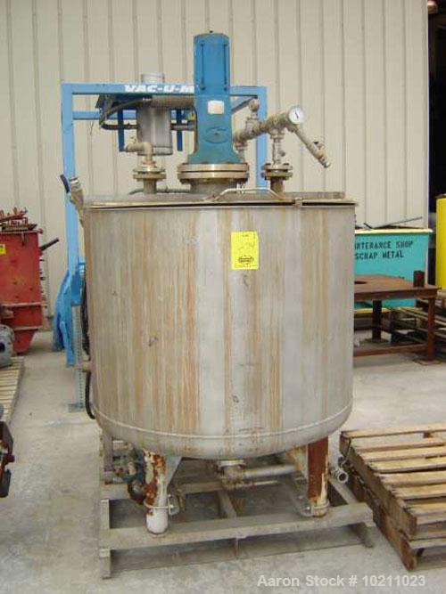 Used Pensaco Division stainless steel condenser. 36" straight side x 44" diameter. With hinged lid. Manufactured 1978. Pensado Division stainless steel condenser, serial #780022, Equip #14..200.00, 3...