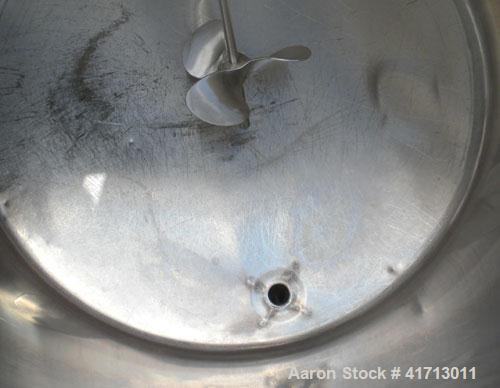 Used Perma San Tank, 170 Gallon, Model 170 GAL OVS, 316 Stainless Steel, Vertical.  38 1/2" diameter x 35 1/2" straight side, flat top with hinged cover, sloped bottom.  Lightnin model XJ-33 clamp on...