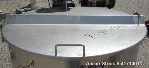 Used Perma San Tank, 170 Gallon, Model 170 GAL OVS, 316 Stainless Steel, Vertical.  38 1/2" diameter x 35 1/2" straight side, flat top with hinged cover, sloped bottom.  Lightnin model XJ-33 clamp on...