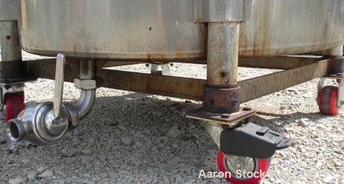 Used Perma San Tank, 170 Gallon, Model 170 GAL OVS, 316 Stainless Steel, Vertical.  38 1/2" diameter x 35 1/2" straight side, flat top with hinged cover, sloped bottom.  Lightnin model XJ-33 clamp on...