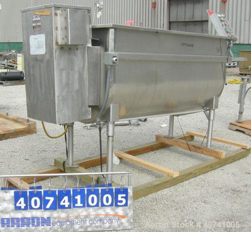Used Perma-San Trough Style Tank, 300 gallon, 316 stainless steel, horizontal. "U" shaped trough 32'' wide x 74'' long x 35 1/2'' deep. 1 piece top cover. 3'' tri-clamp end bottom outlet. Tank design...
