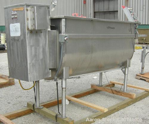 Used Perma-San Trough Style Tank, 300 gallon, 316 stainless steel, horizontal. "U" shaped trough 32'' wide x 74'' long x 35 1/2'' deep. 1 piece top cover. 3'' tri-clamp end bottom outlet. Tank design...