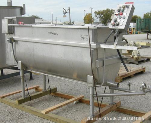 Used Perma-San Trough Style Tank, 300 gallon, 316 stainless steel, horizontal. "U" shaped trough 32'' wide x 74'' long x 35 1/2'' deep. 1 piece top cover. 3'' tri-clamp end bottom outlet. Tank design...