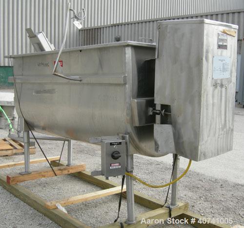 Used Perma-San Trough Style Tank, 300 gallon, 316 stainless steel, horizontal. "U" shaped trough 32'' wide x 74'' long x 35 1/2'' deep. 1 piece top cover. 3'' tri-clamp end bottom outlet. Tank design...