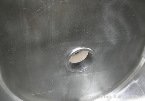 Used Perma-San Trough Style Tank, 300 gallon, 316 stainless steel, horizontal. "U" shaped trough 32'' wide x 74'' long x 35 1/2'' deep. 1 piece top cover. 3'' tri-clamp end bottom outlet. Tank design...