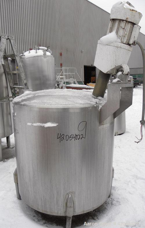 Used- Perma-San Tank, 300 Gallon, Model CVC, 304 Stainless Steel, Vertical. 46" diameter x 41" straight side, dish top, slig...