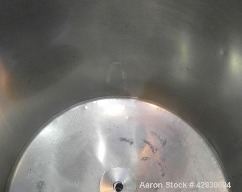 Used Perma-San Tank, 170 Gallon, Model OVC, 316 Stainless Steel, Vertical. 37" Diameter x 36" straight side. Open top, no cover, dished bottom. Provision for a clamp on agitator. 2" Center bottom out...