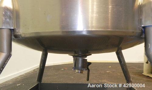 Used Perma-San Tank, 170 Gallon, Model OVC, 316 Stainless Steel, Vertical. 37" Diameter x 36" straight side. Open top, no cover, dished bottom. Provision for a clamp on agitator. 2" Center bottom out...