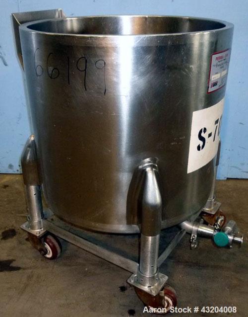Used Perma-San Tank, 50 Gallon, Stainless Steel.  Open top, slope bottom, portable.