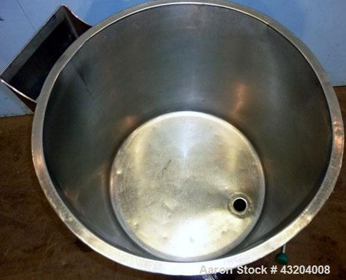 Used Perma-San Tank, 50 Gallon, Stainless Steel.  Open top, slope bottom, portable.