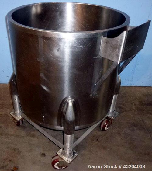 Used Perma-San Tank, 50 Gallon, Stainless Steel.  Open top, slope bottom, portable.