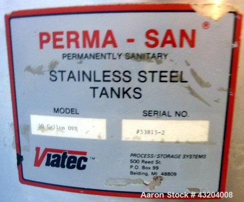 Used Perma-San Tank, 50 Gallon, Stainless Steel.  Open top, slope bottom, portable.
