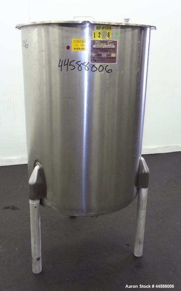 Used- Perma-San Tank, 120 Gallons, Model OVS, 316 Stainless Steel, Vertical. Approximately 30" diameter x 41" straight side,...