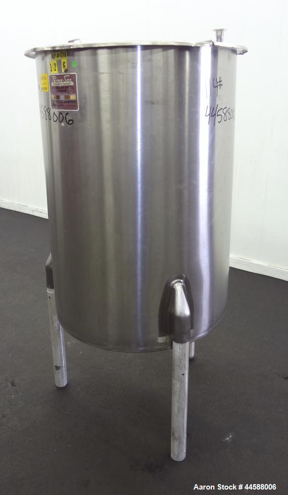 Used- Perma-San Tank, 120 Gallons, Model OVS, 316 Stainless Steel, Vertical. Approximately 30" diameter x 41" straight side,...