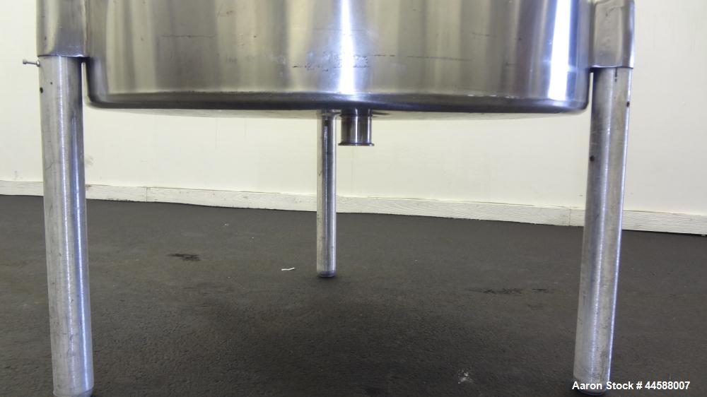 Used Perma-San Tank, 170 Gallons, Model OVS, 316 Stainless Steel, Vertical. Approximately 38-1/2” diameter x 44-1/2” straight side, open top with 1/2 hinged covers, sloped bottom.  Provision for a cl...