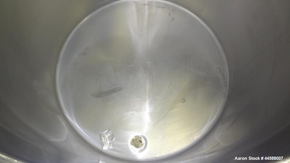 Used Perma-San Tank, 170 Gallons, Model OVS, 316 Stainless Steel, Vertical. Approximately 38-1/2” diameter x 44-1/2” straight side, open top with 1/2 hinged covers, sloped bottom.  Provision for a cl...