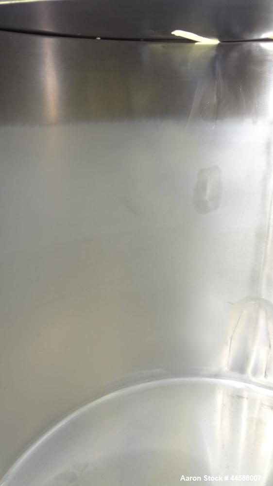 Used Perma-San Tank, 170 Gallons, Model OVS, 316 Stainless Steel, Vertical. Approximately 38-1/2” diameter x 44-1/2” straight side, open top with 1/2 hinged covers, sloped bottom.  Provision for a cl...