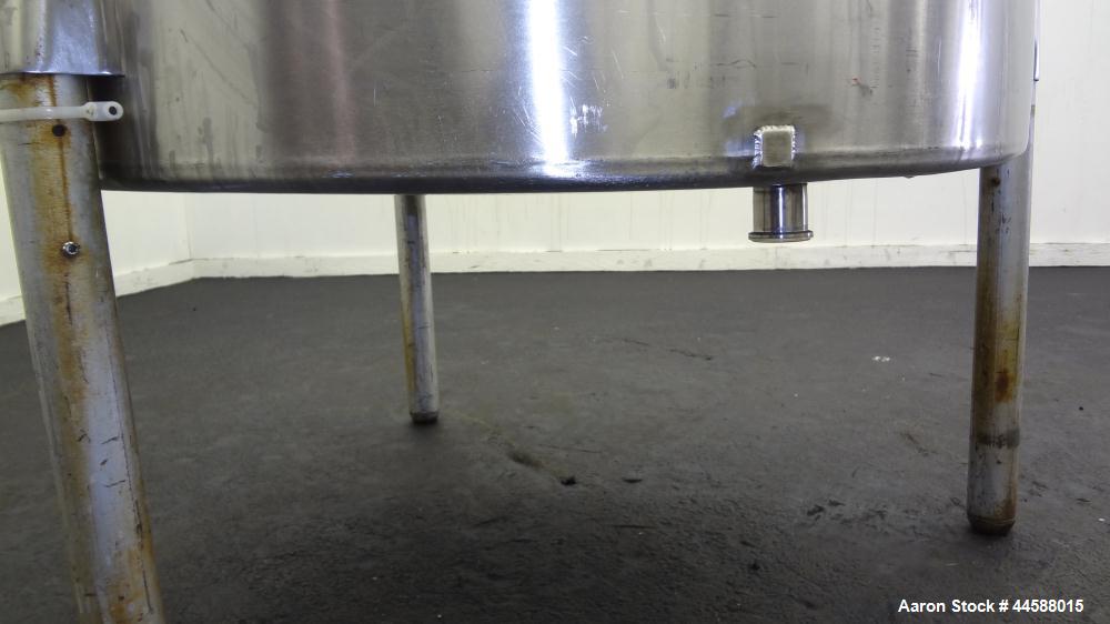 Used Perma-San Tank, 310 Gallons, Model OVS, 316 Stainless Steel, Vertical. Approximately 44” diameter x 46” straight side, open top with 1/2 hinged covers, sloped bottom.  Provision for a clamp-on a...