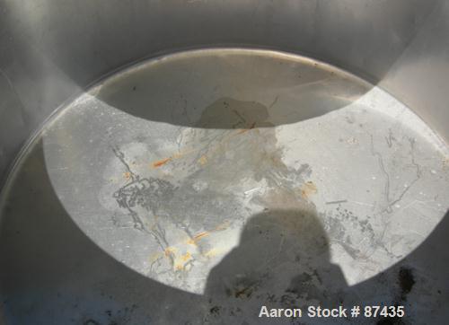 USED: Perma San tank, 80 gallon, 316 stainless steel, vertical. 36" diameter x 22" straight side, open top with 1 piece cover, sloped bottom. 1-1/2" off center bottom outlet. Mounted on 4 carbon stee...