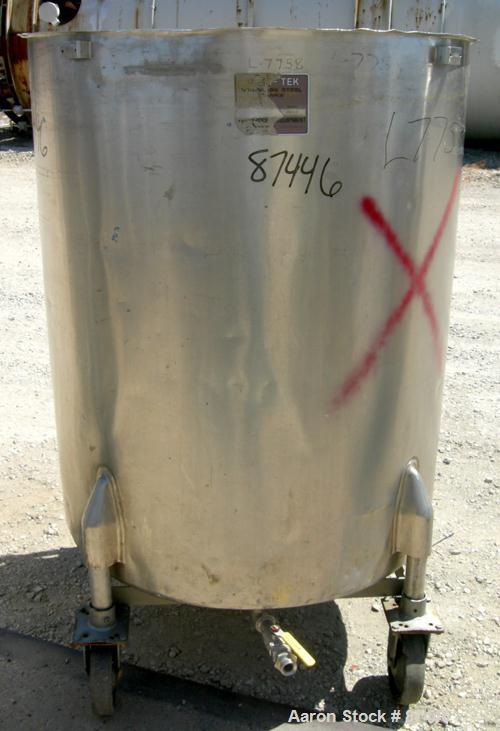 Used- Perma-San Tank, 226 Gallon, 316 Stainless Steel, Vertical. 38" Diameter x 47" straight side, open top, no cover, slope...