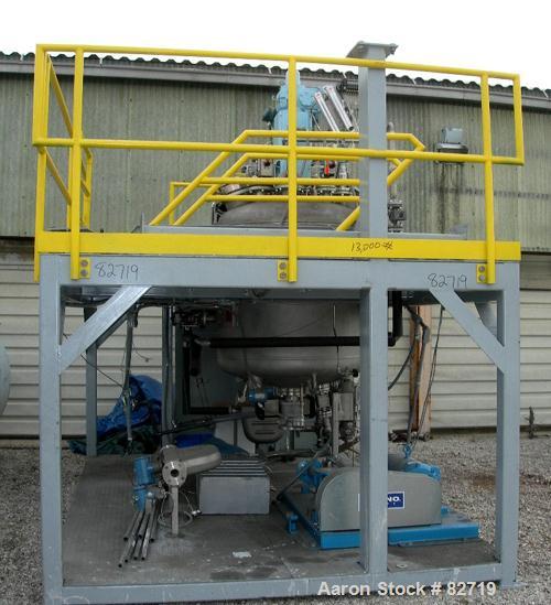 Used Pfaudler Pressure Tank System Consisting Of: (1) Pfaudler pressure tank, 300 gallon, 316L stainless steel, vertical. 48" diameter x 36" straight side, dished bolt-on top, dish bottom. Internal r...