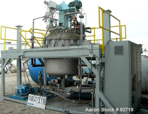 Used Pfaudler Pressure Tank System Consisting Of: (1) Pfaudler pressure tank, 300 gallon, 316L stainless steel, vertical. 48" diameter x 36" straight side, dished bolt-on top, dish bottom. Internal r...