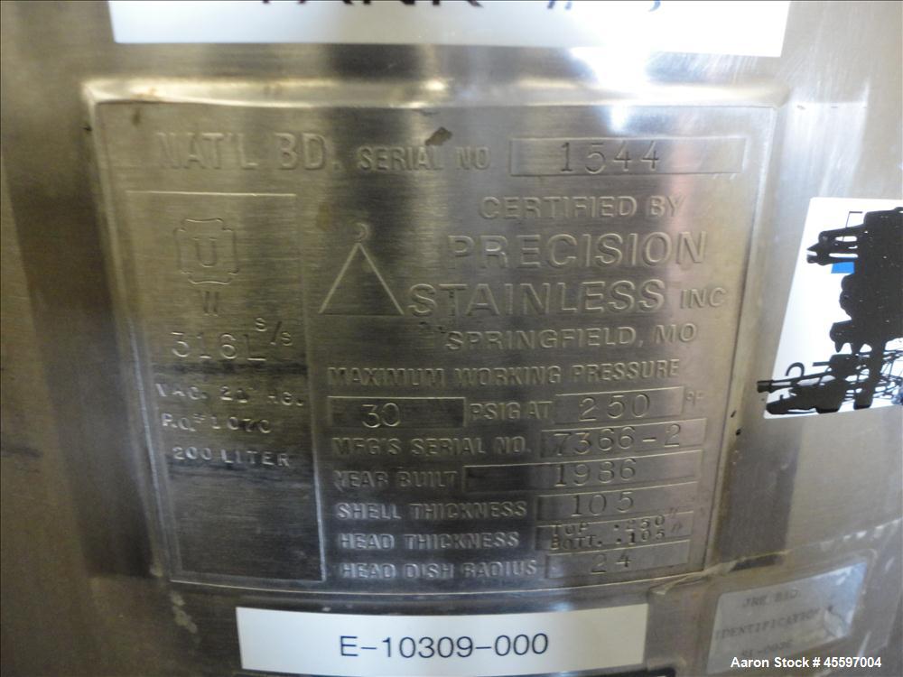 Used- 200 Liter Stainless Steel Pressure Tank