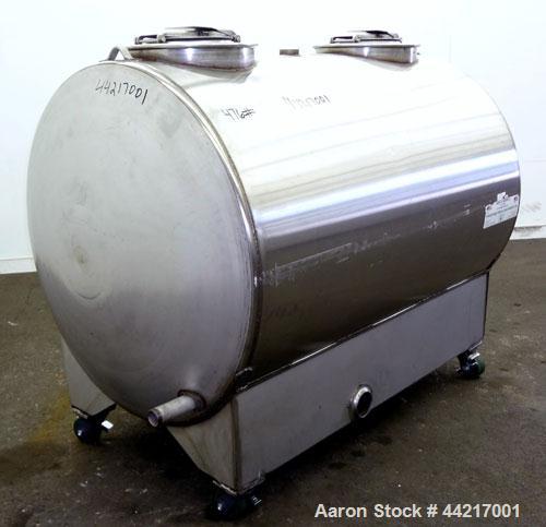 Used Precision Tank & Equipment Tank, 430 Gallon, 304 Stainless Steel, Horizontal. 44" Diameter x 60" straight side, dished heads. Openings top 2", 16" man ways with 10" hand holes in the covers. 5" ...